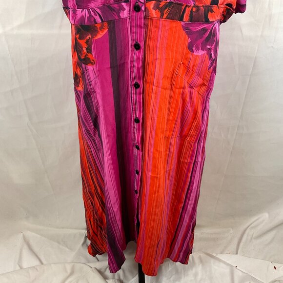 The Kit. Cobie Shirtdress Striped Iris Button Front Short Sleeve Pockets Maxi - Picture 6 of 14